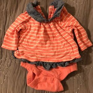 Baby gap onesie with chambray collar and ruffle